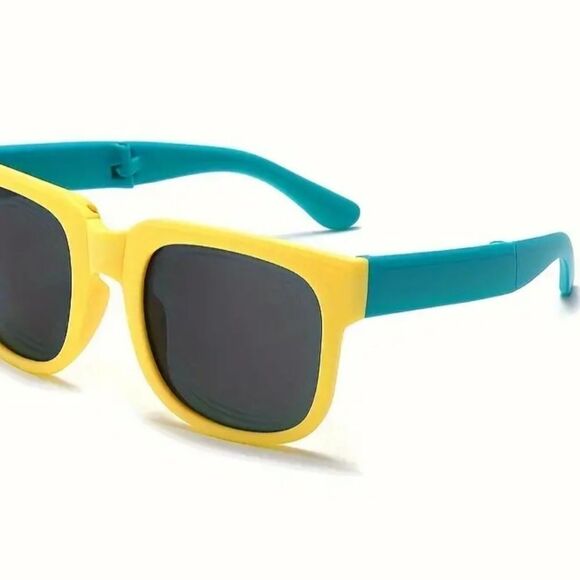 Unisex folding color block sunglassess - Picture 4 of 5